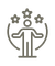 Icon of a person wearing a crown surrounded by small symbols