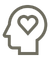 Head silhouette icon with a heart inside