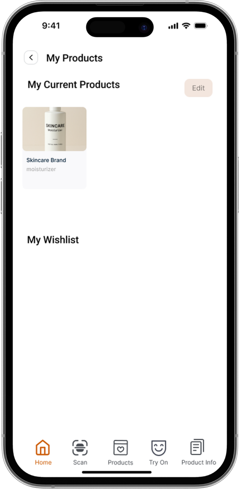 skincare initial page - iPhone 14 (Front facing)